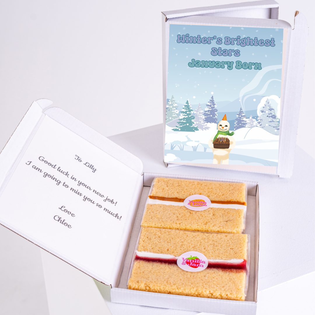 Cake gift box for Lilly, Winter's Brightest Stars themed.