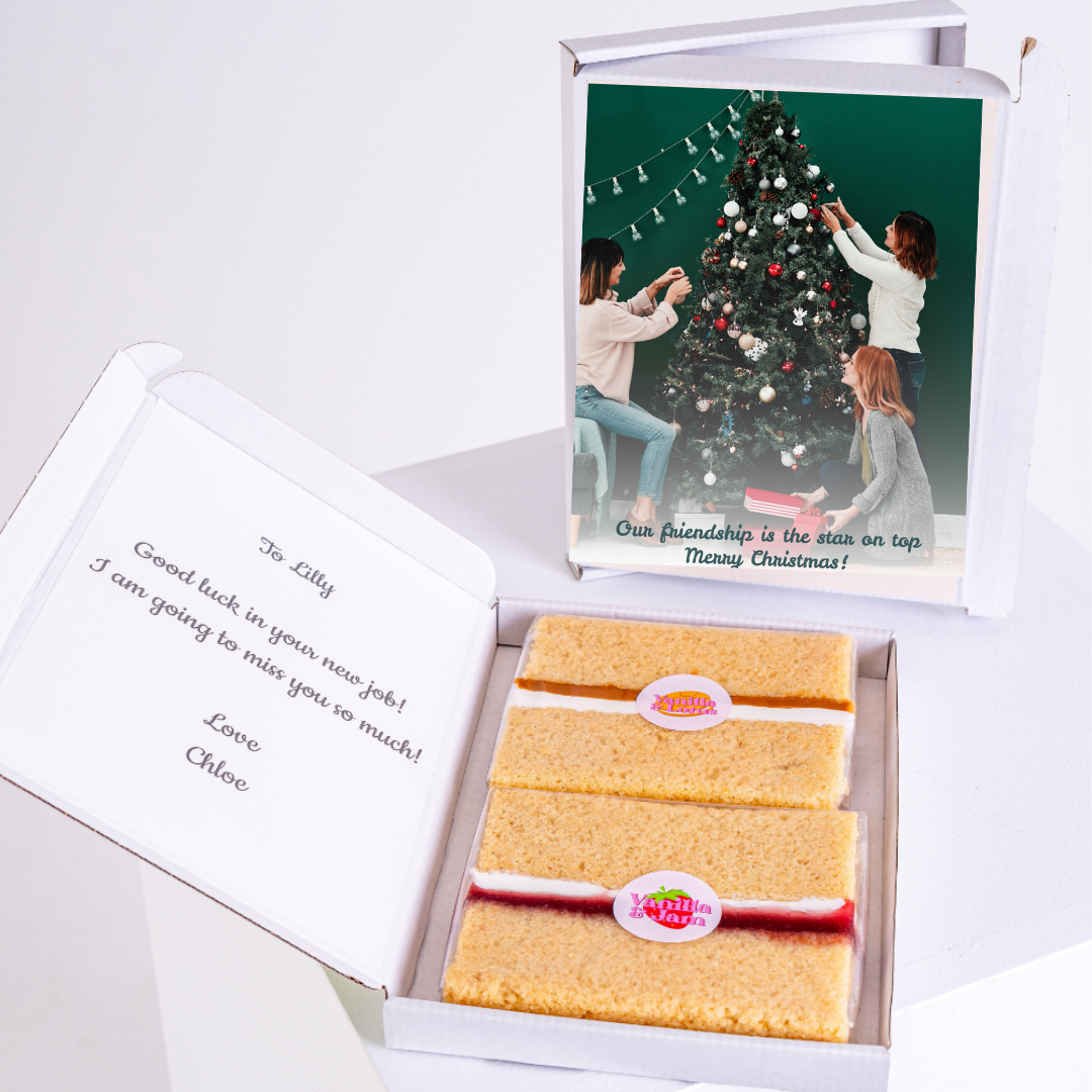 Christmas cake gift box with message for Lilly