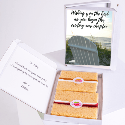 Farewell gift with cake and beach scene for Lilly