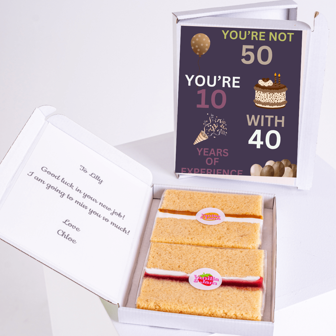 Birthday cake gift box with message for Lilly