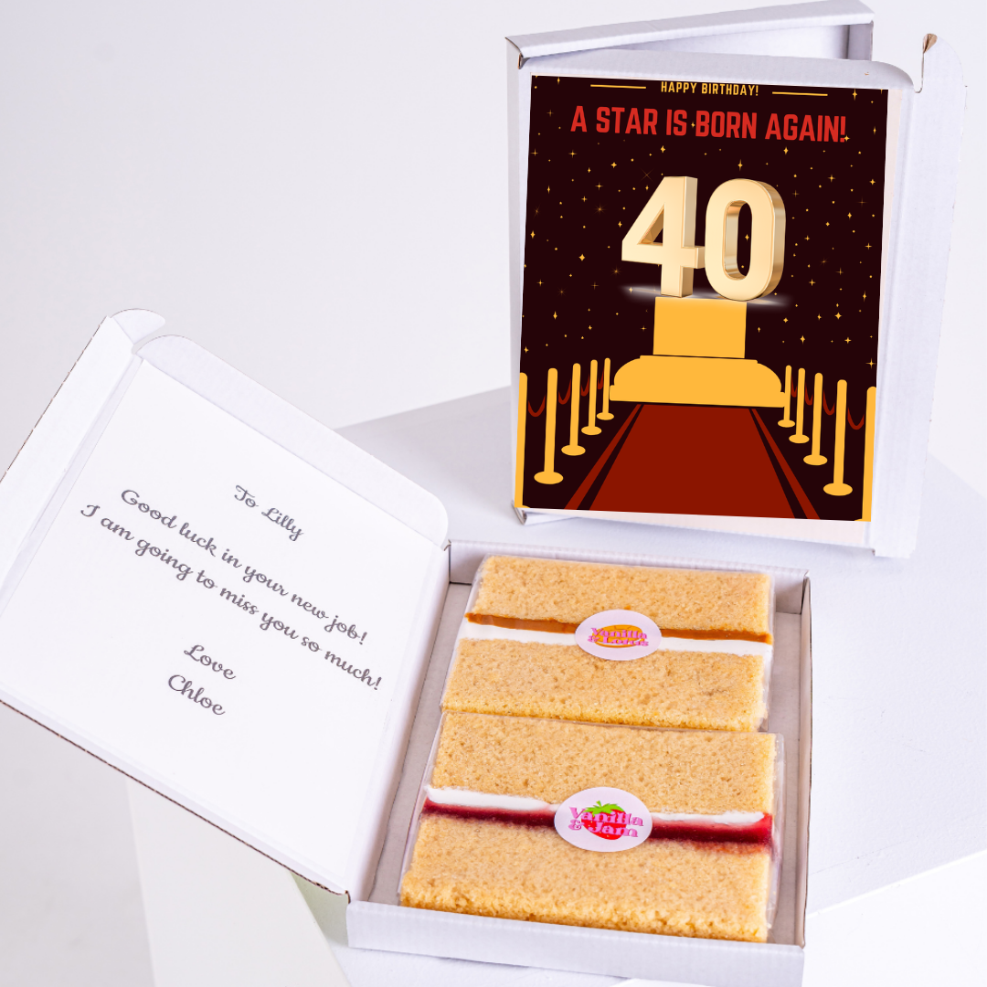 40th birthday cake gift with card wishing A Star Is Born Again