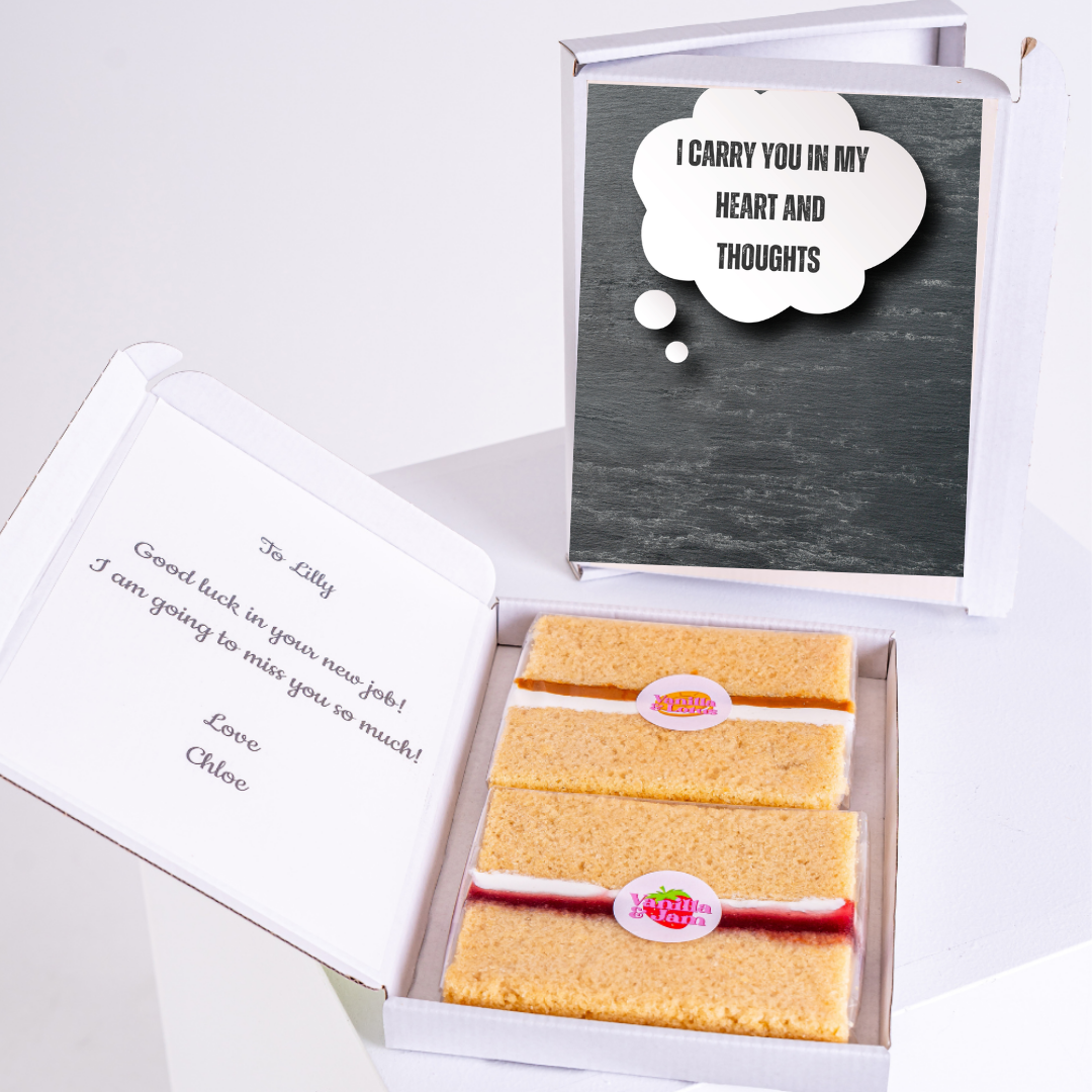 Cake gift box with Good luck message for Lilly