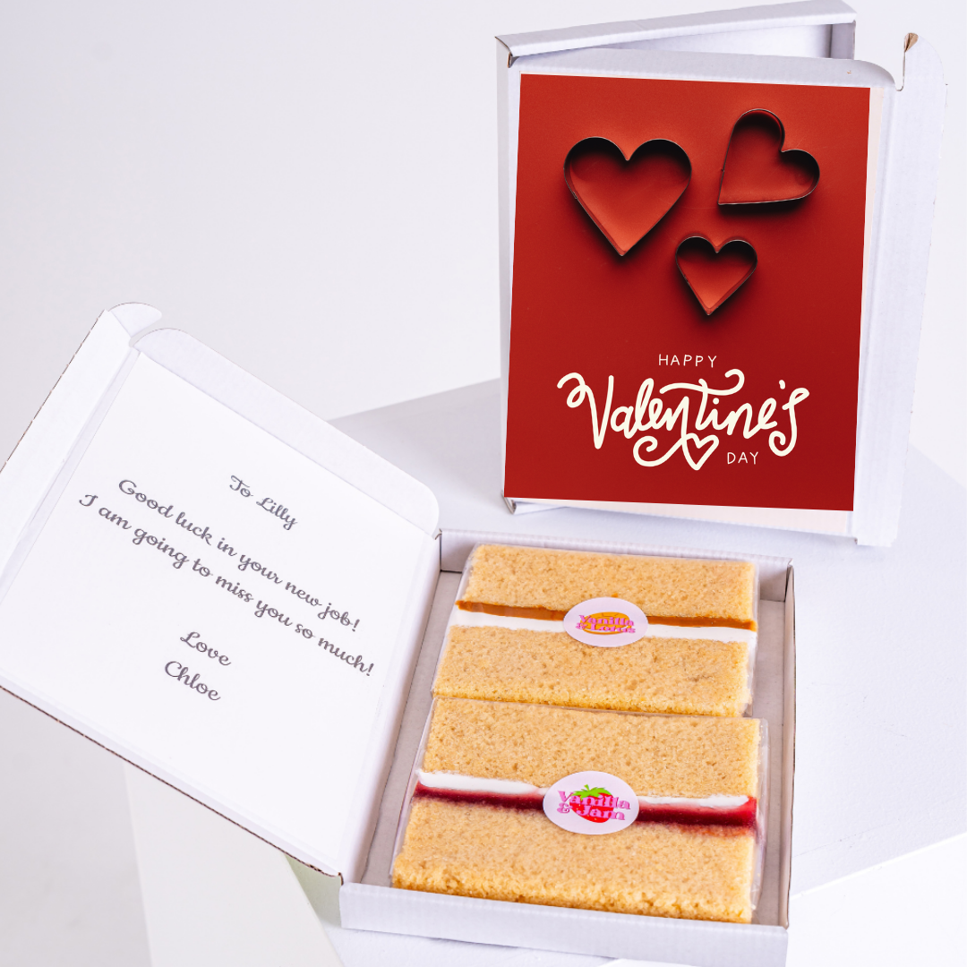 Valentine's Day cake gift for Lilly, with a card and message.