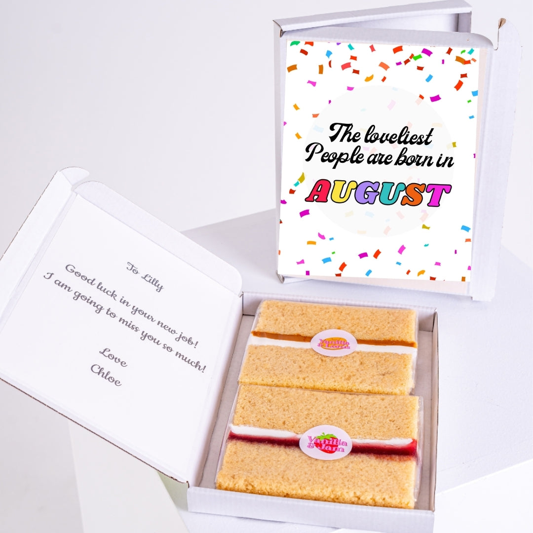 Confetti August design with vanilla sponge slices