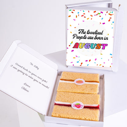Confetti August design with vanilla sponge slices