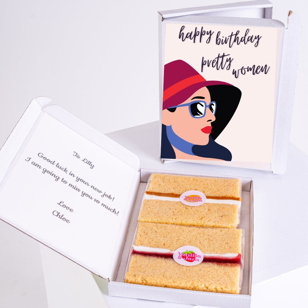 Letterbox cake with modern birthday design for her