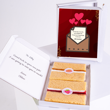 Cake and card gift for Lilly, new job, from Chloe.