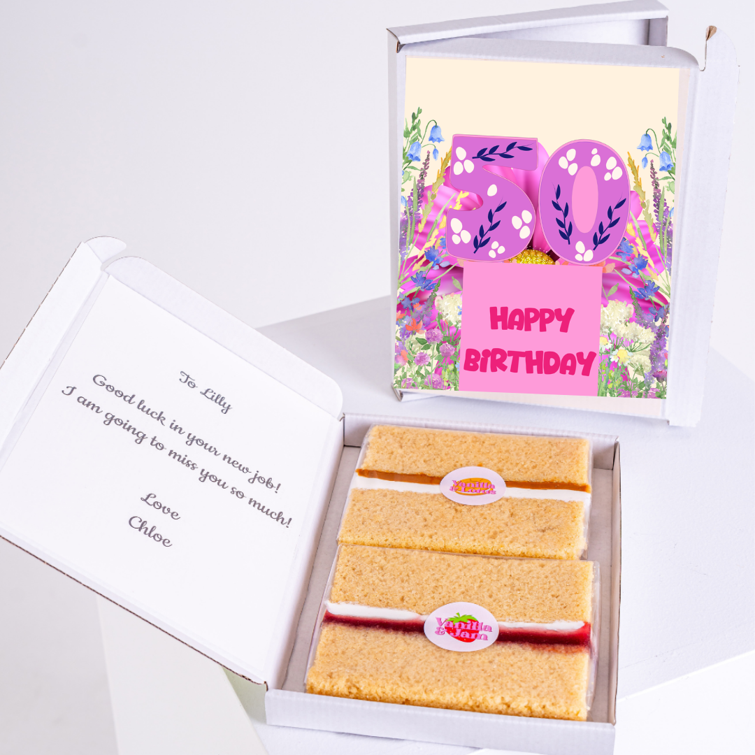 44_Cake with 50th birthday card and well wishes.