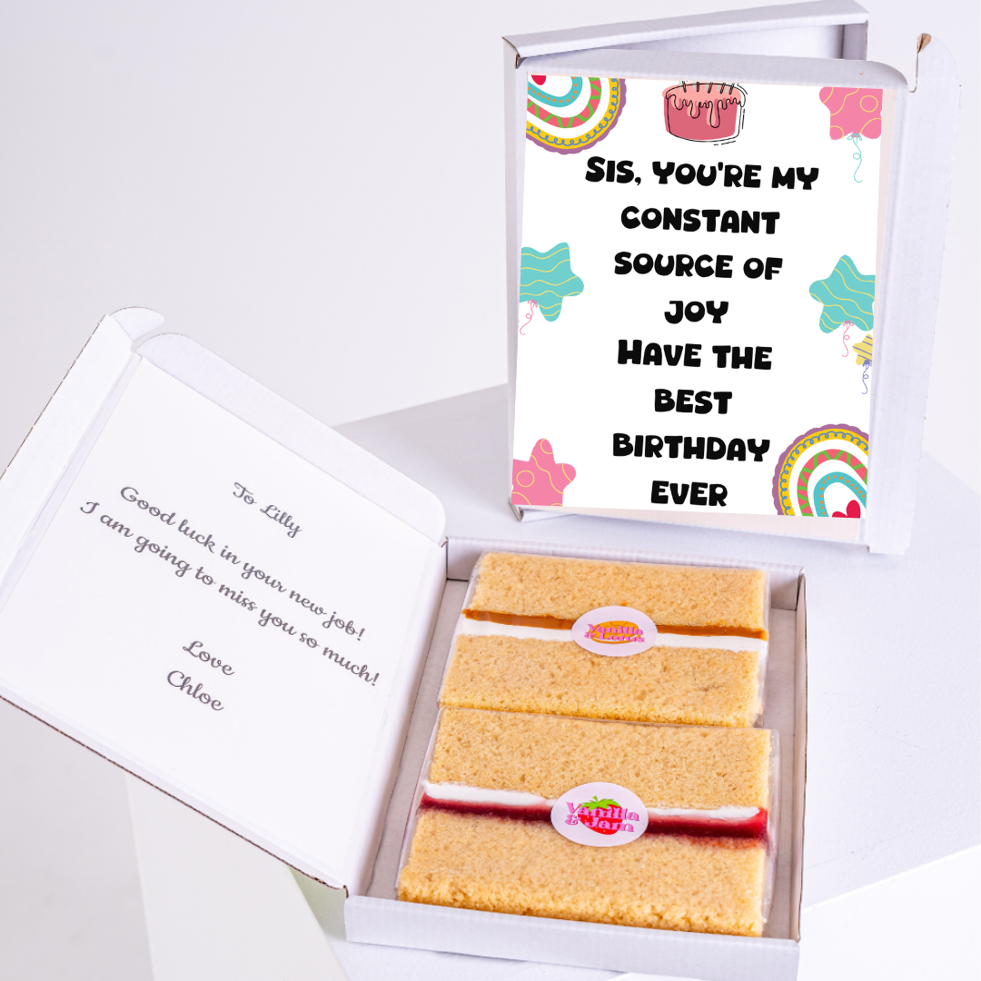Birthday cake gift box with message for Lilly