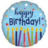 Inflated Blue Happy Birthday Helium Balloon