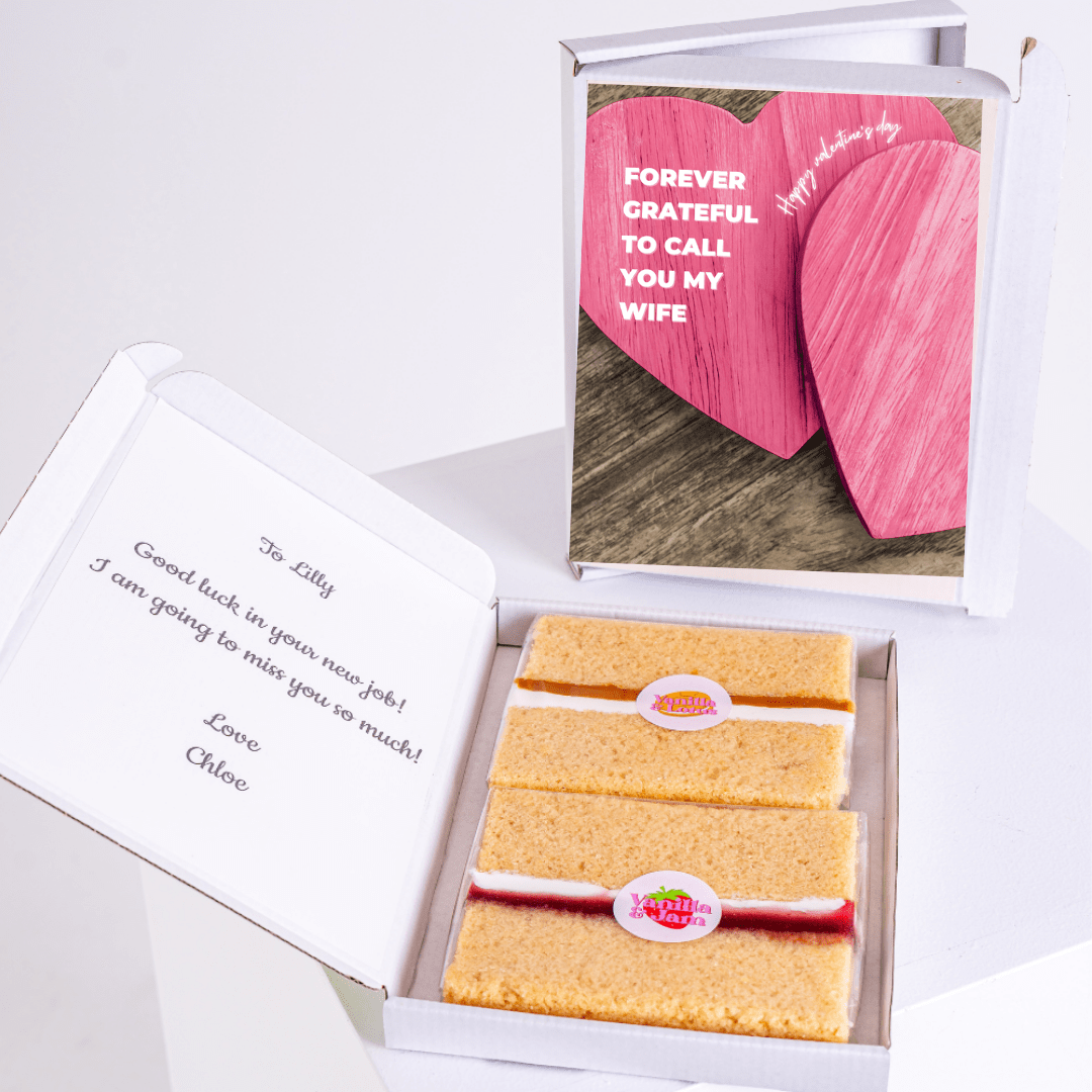 Cake gift box with Forever grateful to call you my wife card, farewell...