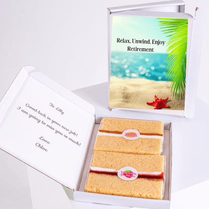 Retirement cake gift for Lilly with beach scene.