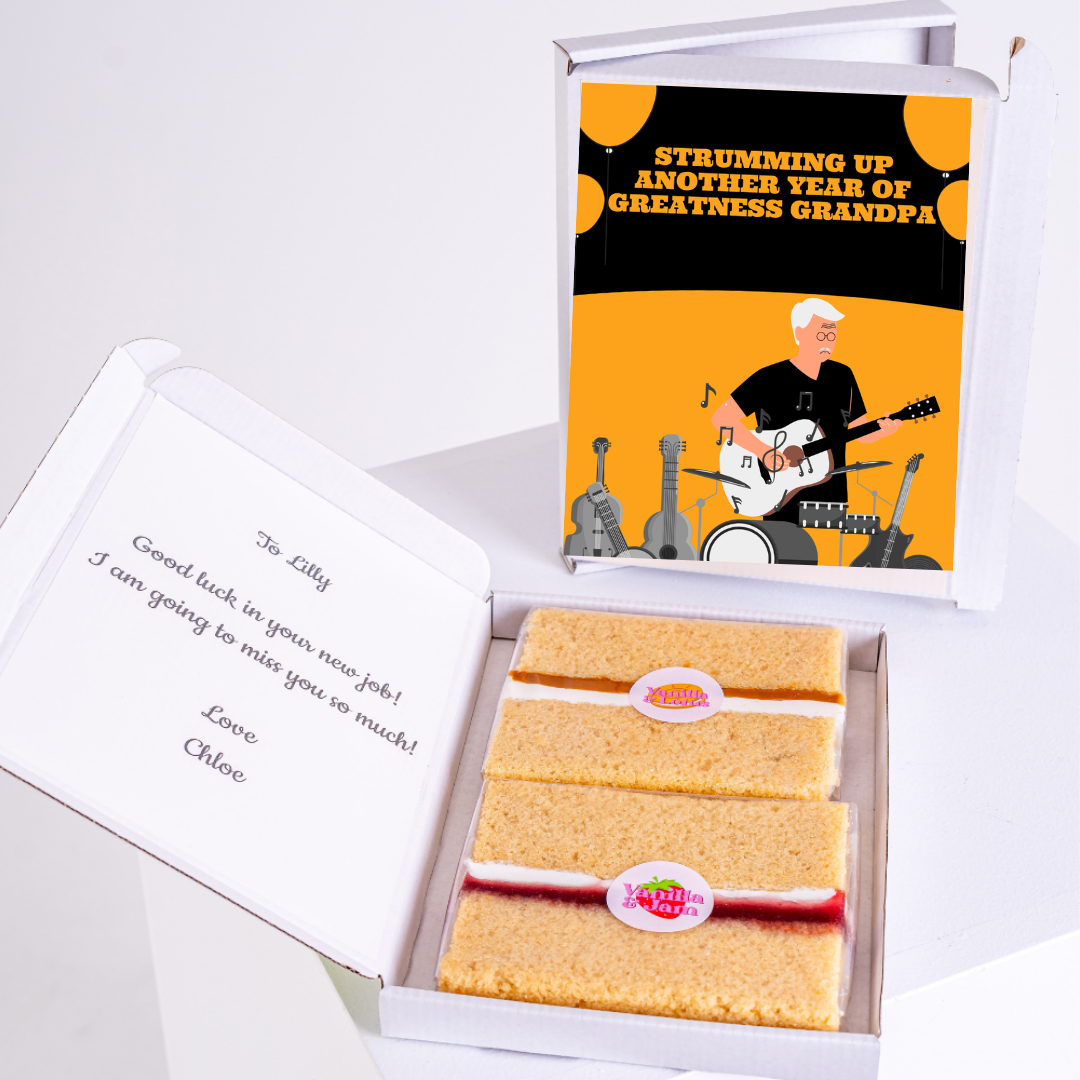 Grandpa's guitar-themed cake & card, Strumming Up Greatness gift