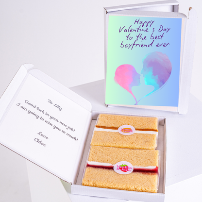 Valentine's Day cake gift for boyfriend, with well wishes for Lilly