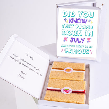 July birthday cake gift with fun card