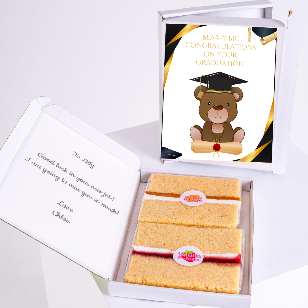 Graduation gift box with cake and card for Lilly