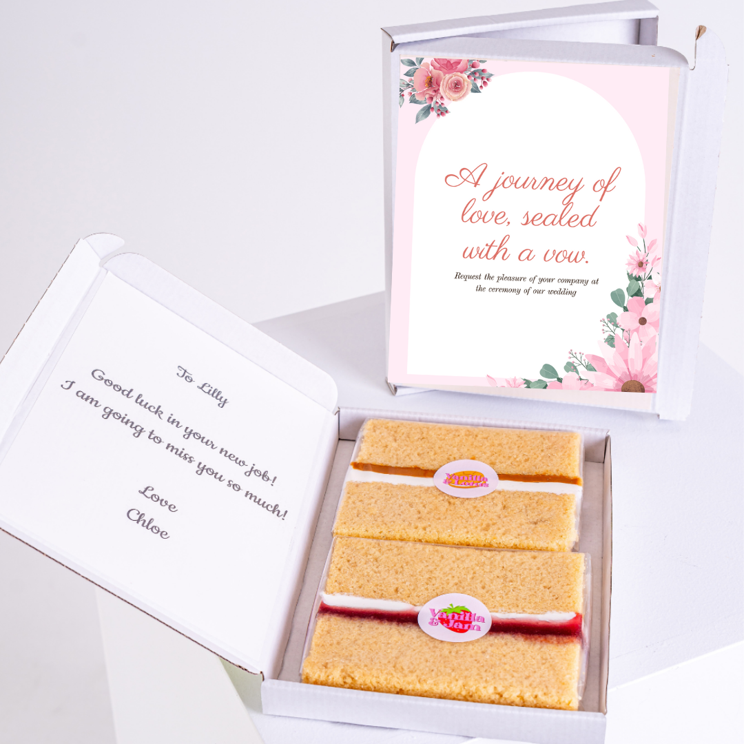 Gift box with cake and a message for Lilly.