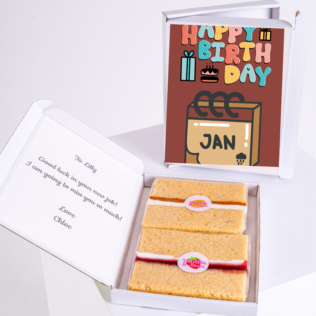 Birthday cake & card gift for Lilly, new job wishes.