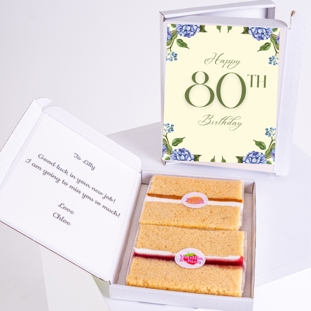 80th birthday cake gift with card for Lilly