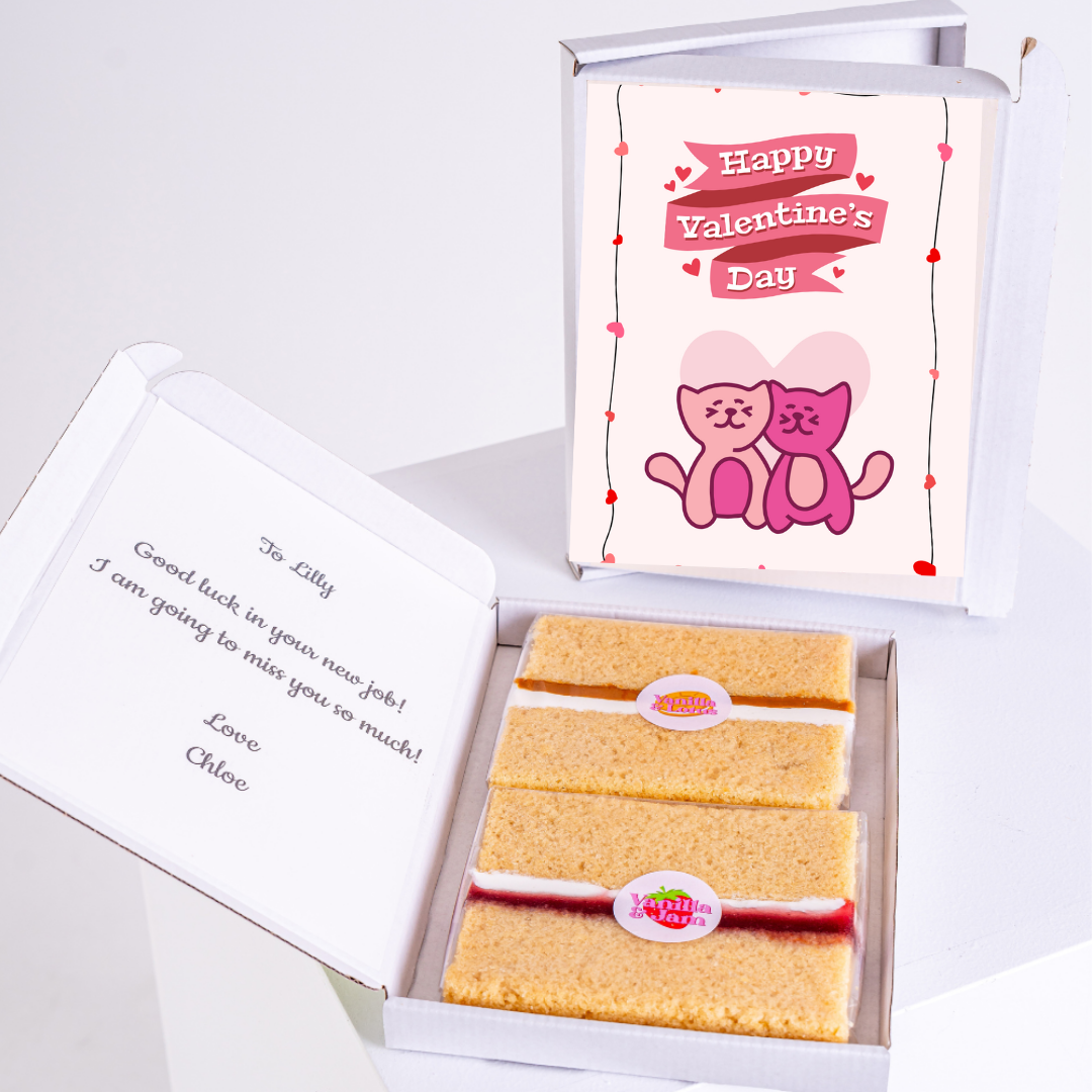 Valentine's Day cake gift for Lilly, with note and card.