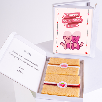 Valentine's Day cake gift for Lilly, with note and card.