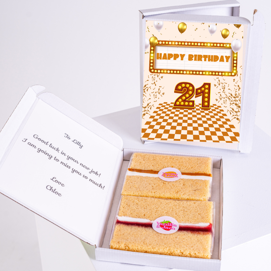 21st Birthday cake and card for Lilly, with Happy Birthday and Good luck...