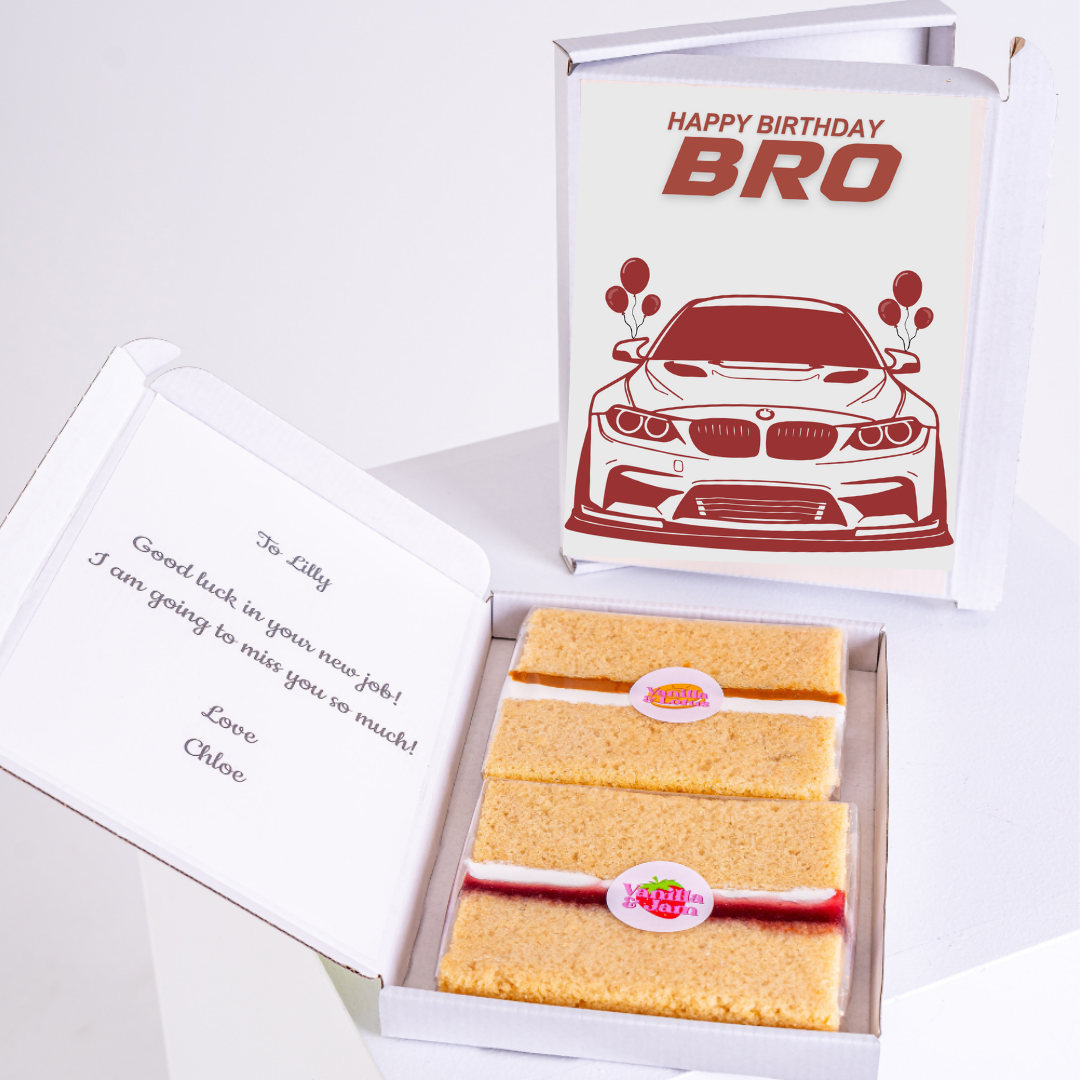 Birthday cake and card for Bro with car graphic