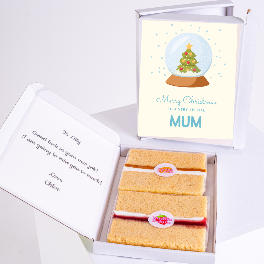 Mum Christmas cake with snow globe card