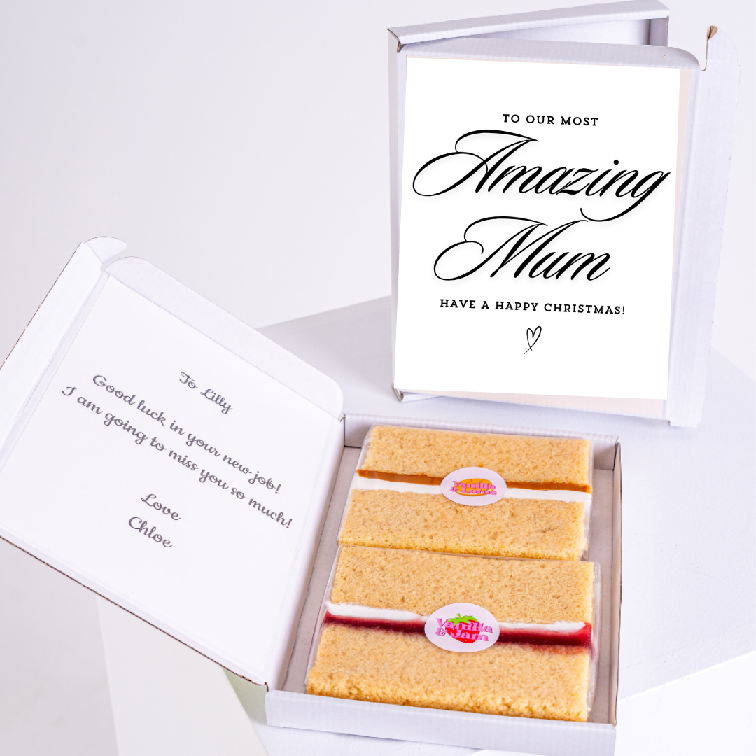 Amazing Mum gift box with Christmas message and cake.