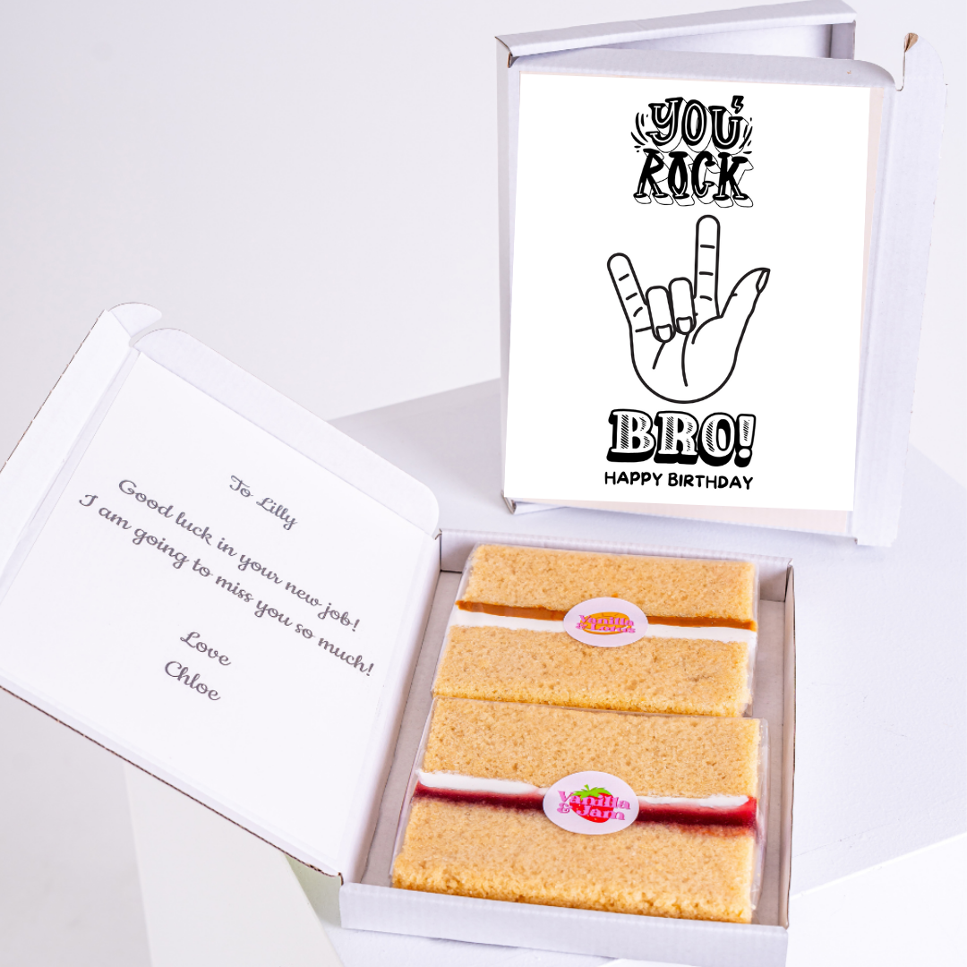 Birthday cake and You Rock Bro card gift box