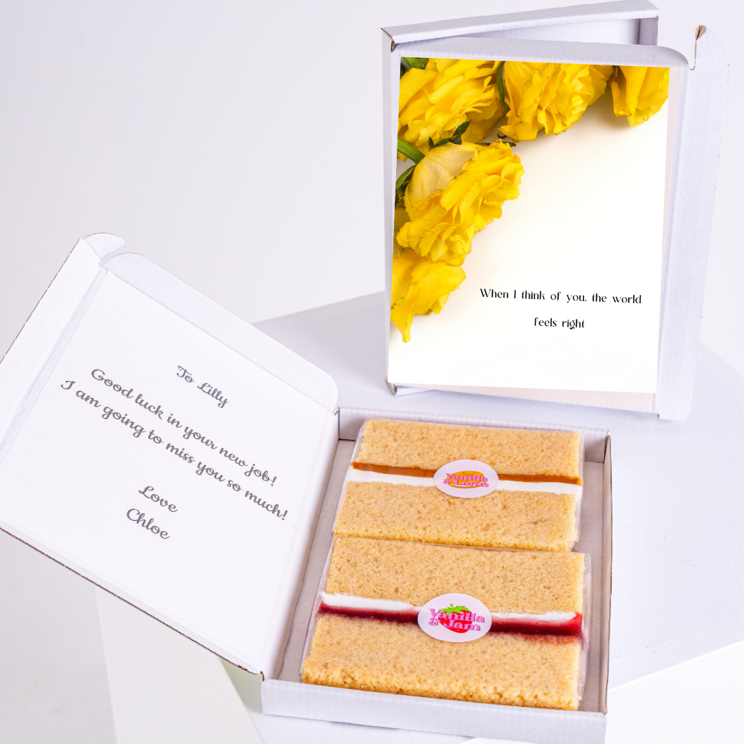 Farewell cake gift for Lilly with card & flowers