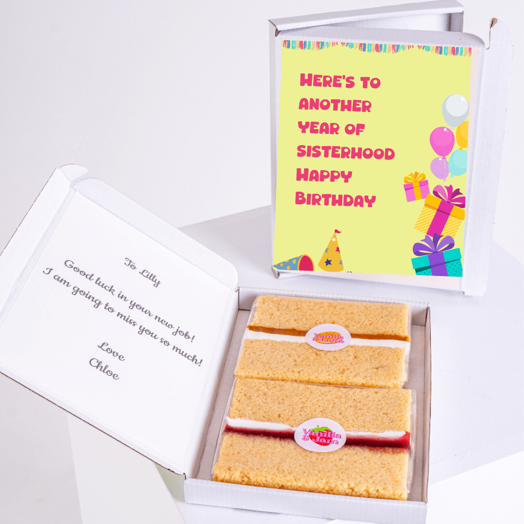 Birthday cake and card gift box for Lilly, with message.