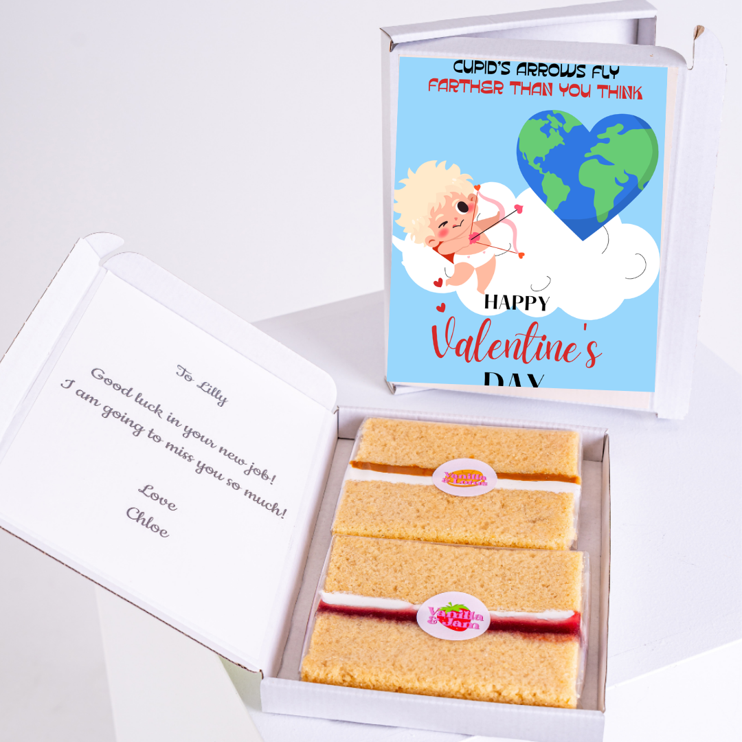 Valentine's Day gift box with cake and card