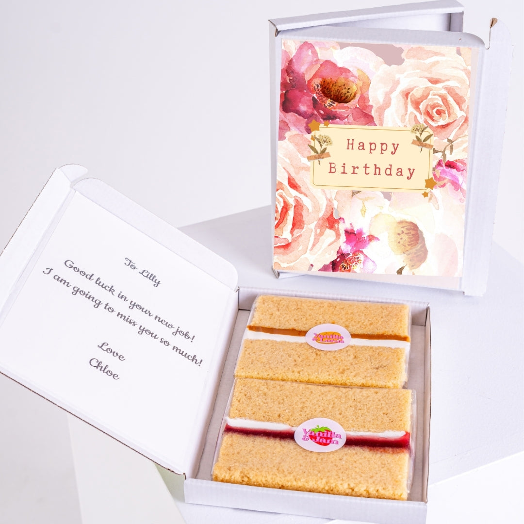 Letterbox cake with vintage rose birthday design