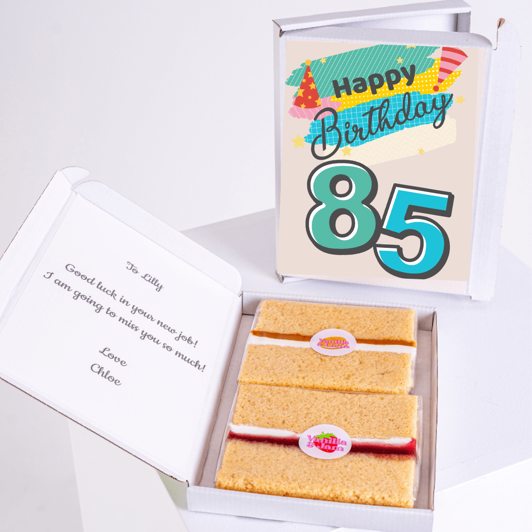 Happy 85th birthday cake gift box for Lilly.