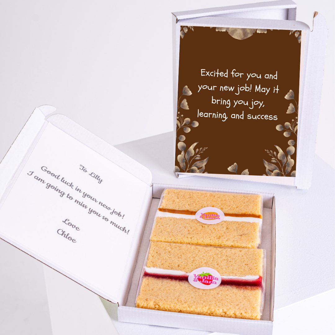 Cake gift box for Lilly, with a congratulatory message.