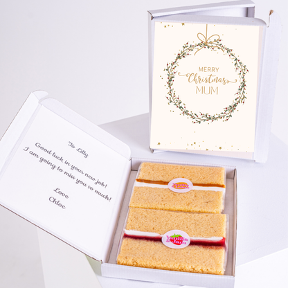Christmas cake gift box for Mum & Lilly, goodbye card.