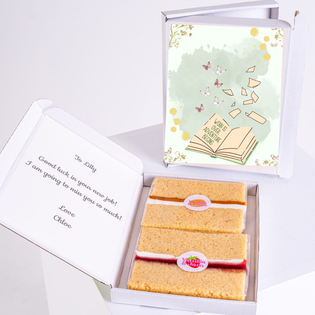 Goodbye cake and card for Lilly, Work is over adventure begins.