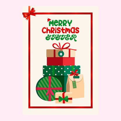 Christmas card for sister with gifts