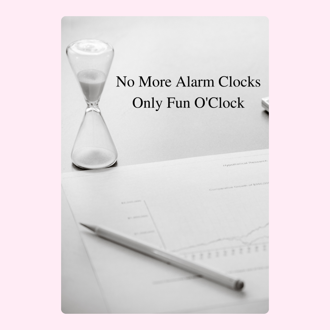 Fun O'Clock hourglass and pencil, time for no more alarm clocks.