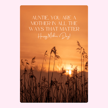Mother's Day card for Auntie with sunset and reeds