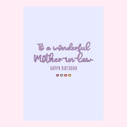 Colourful birthday design for wonderful mother-in-law