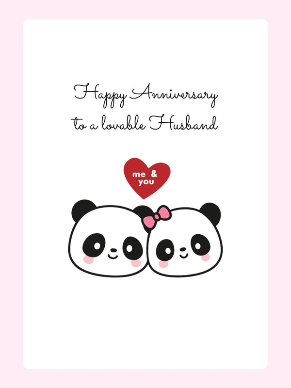 Happy Anniversary To A Lovable Husband Cake Card