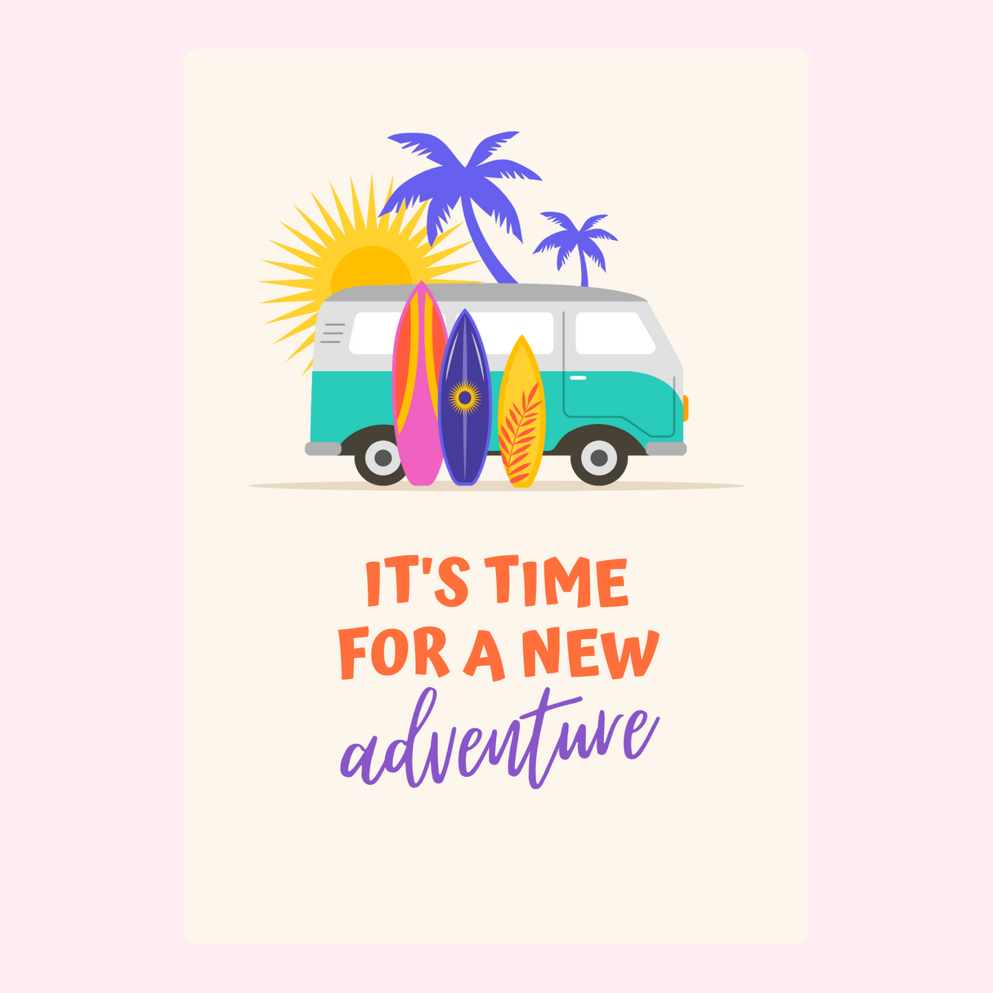 Summer adventure van with surfboards