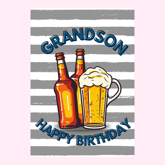 Happy Birthday Grandson beer card