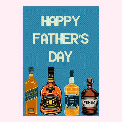 Father's Day card with whiskey bottles