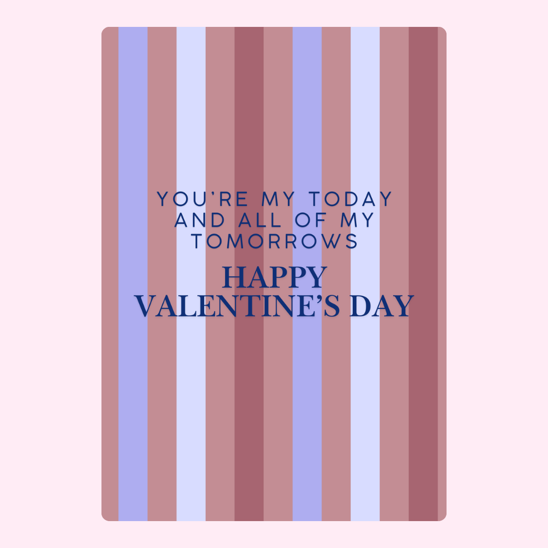 Valentine's Day card with striped background and message.