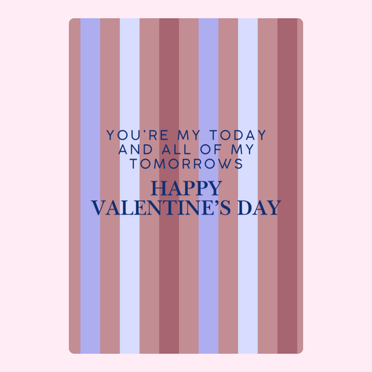 Valentine's Day card with striped background and message.