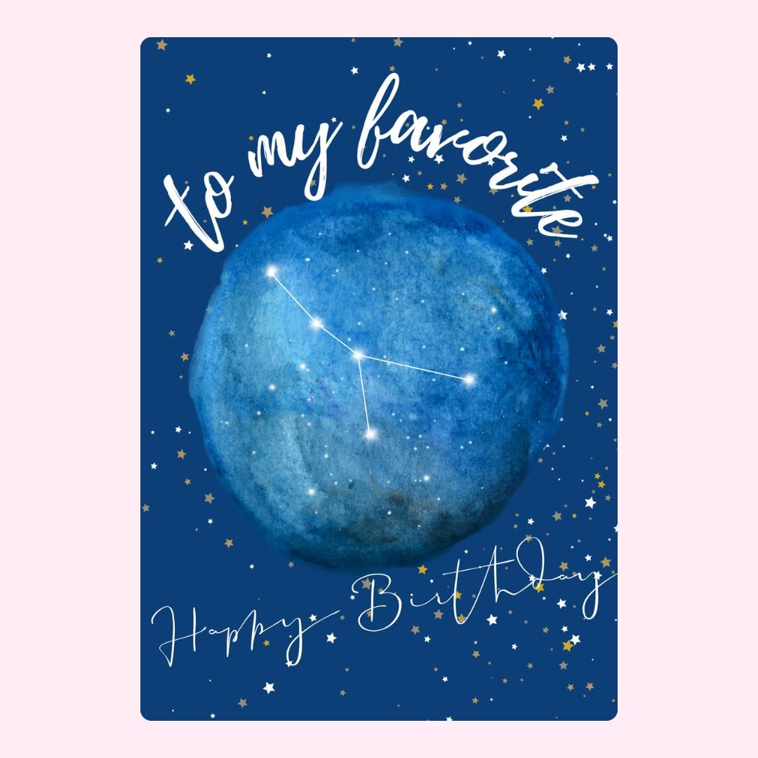 Birthday card with Cancer constellation