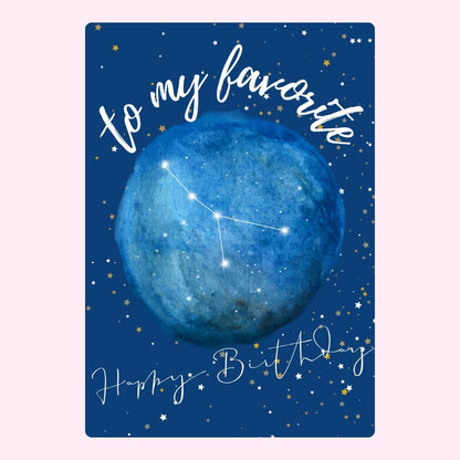 Birthday card with Cancer constellation
